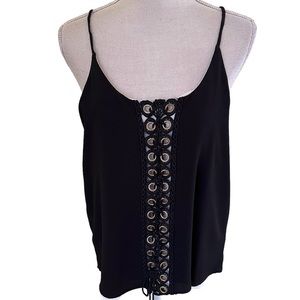 Ariella Black/White Rivet with Lacing Tank Top S